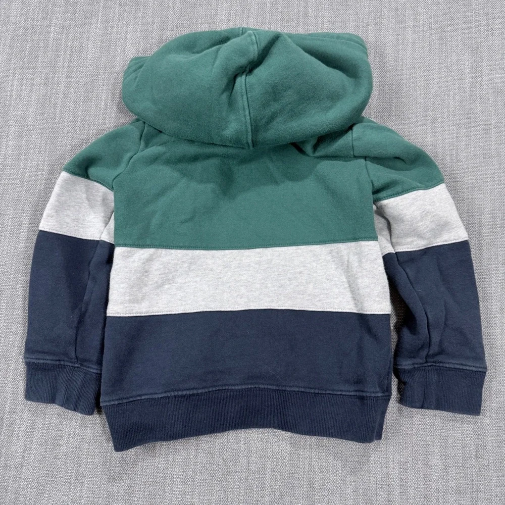 OshKosh B'gosh Boys Green Grey Navy Colorblock‎ Sherpa Lined Hoodie Size 5